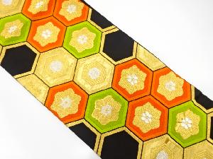 アンティーク　亀甲に花模様織出し袋帯（着用可）